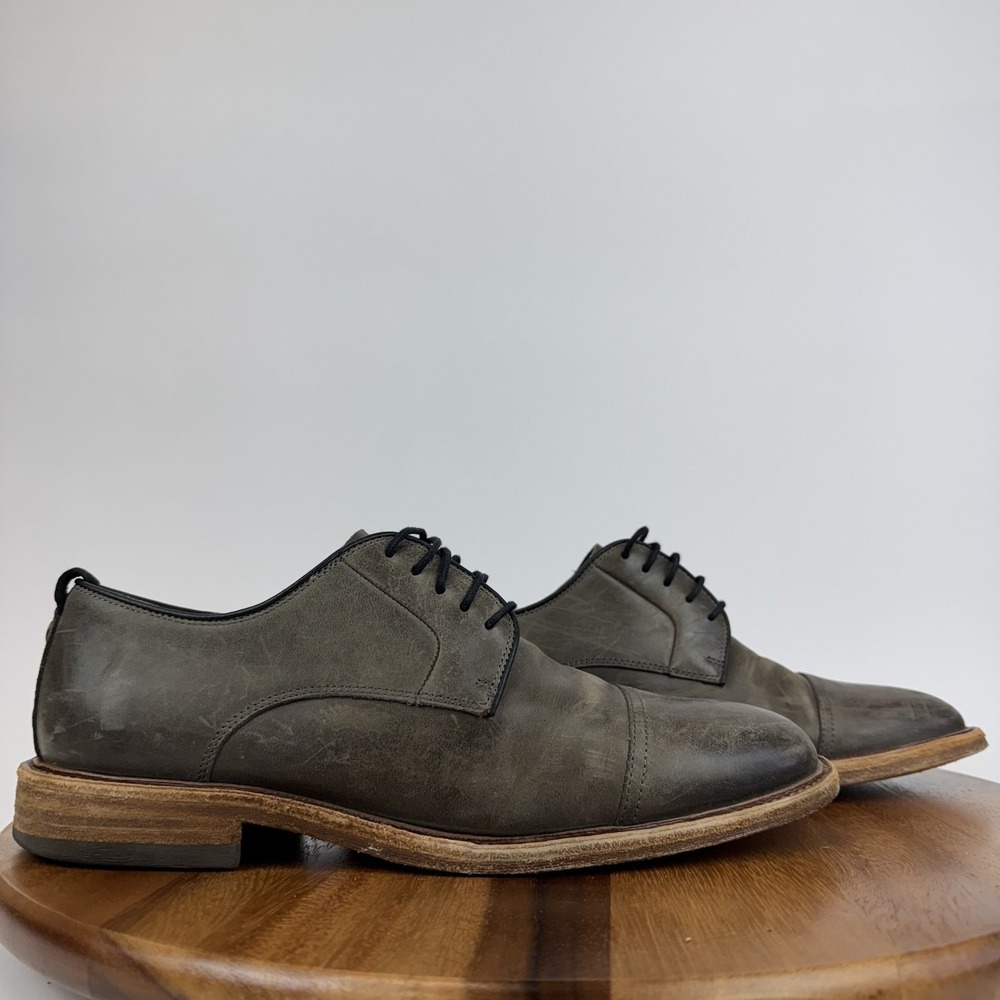 Mens Warfield And Grand Clement Ash Gray Leather Cap Toe Dress Shoes Size 9.5‎ M